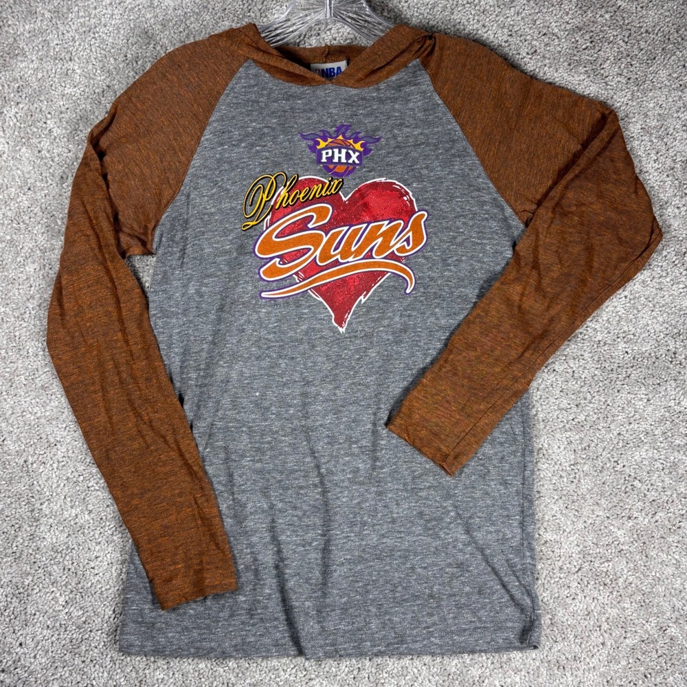 NBA‎ Phoenix Suns Heart Logo Raglan Hoodie Gray Orange Womens Size Medium